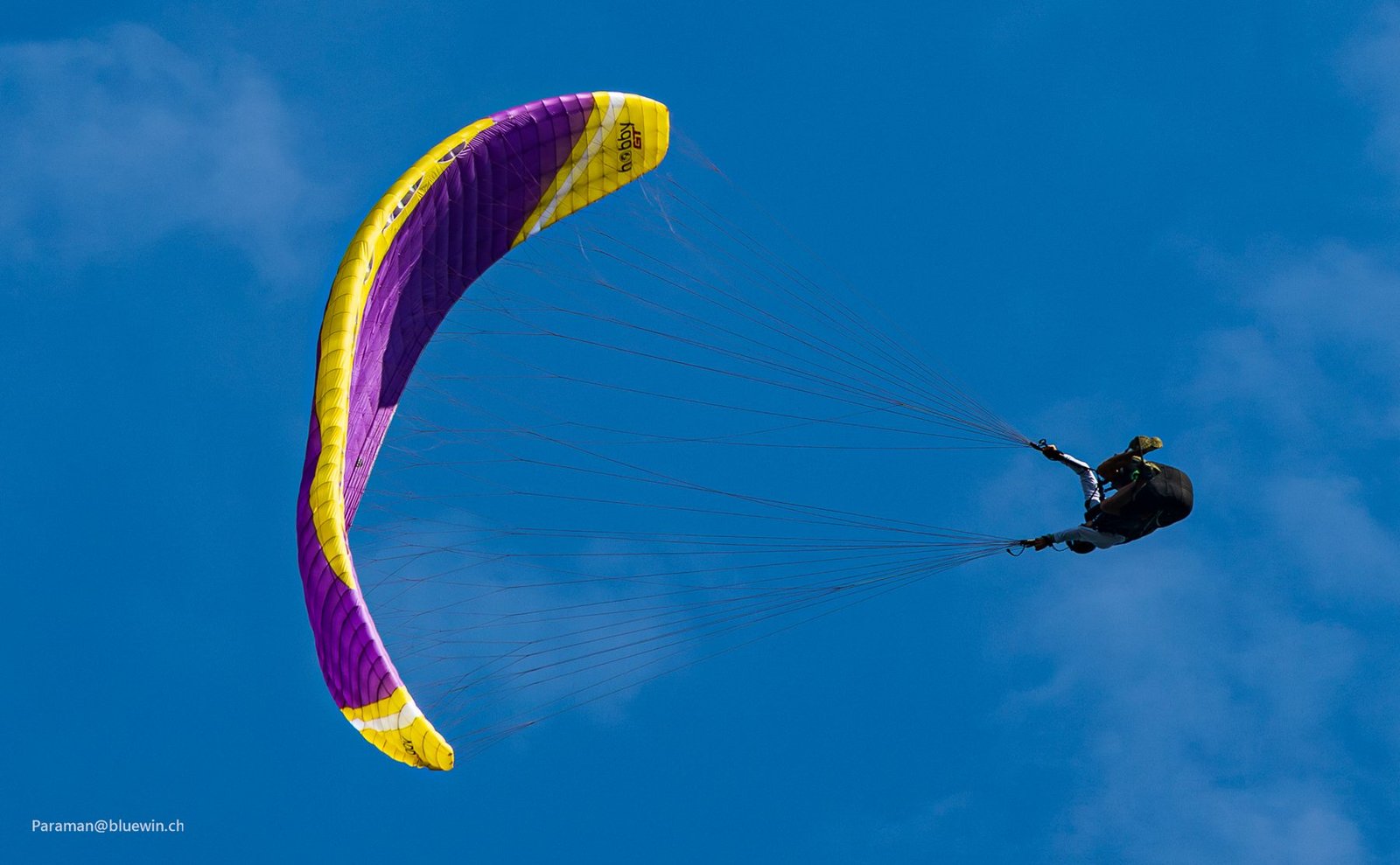 hobby GT acro paraglider in flight