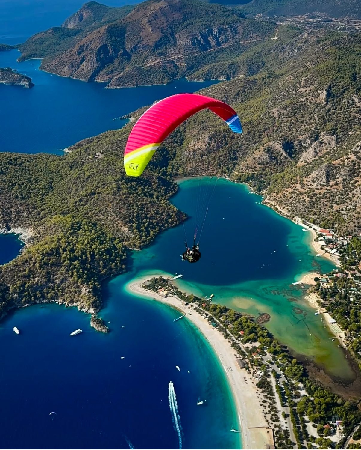 iFLY paraglider flying over Oludeniz