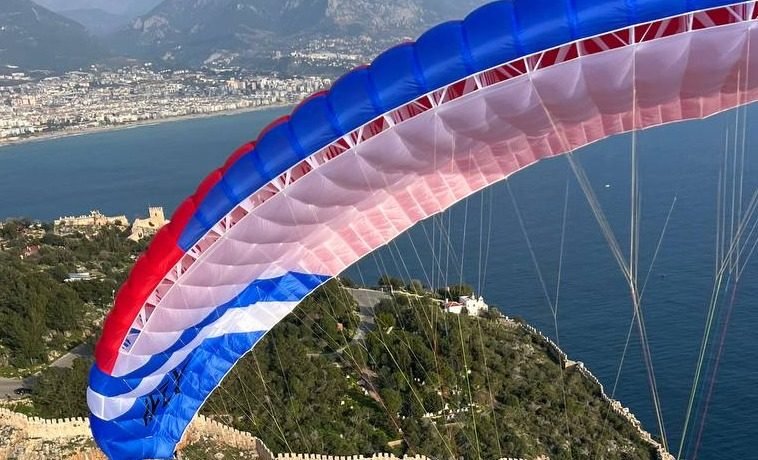 weFLY tandem paraglider in flight